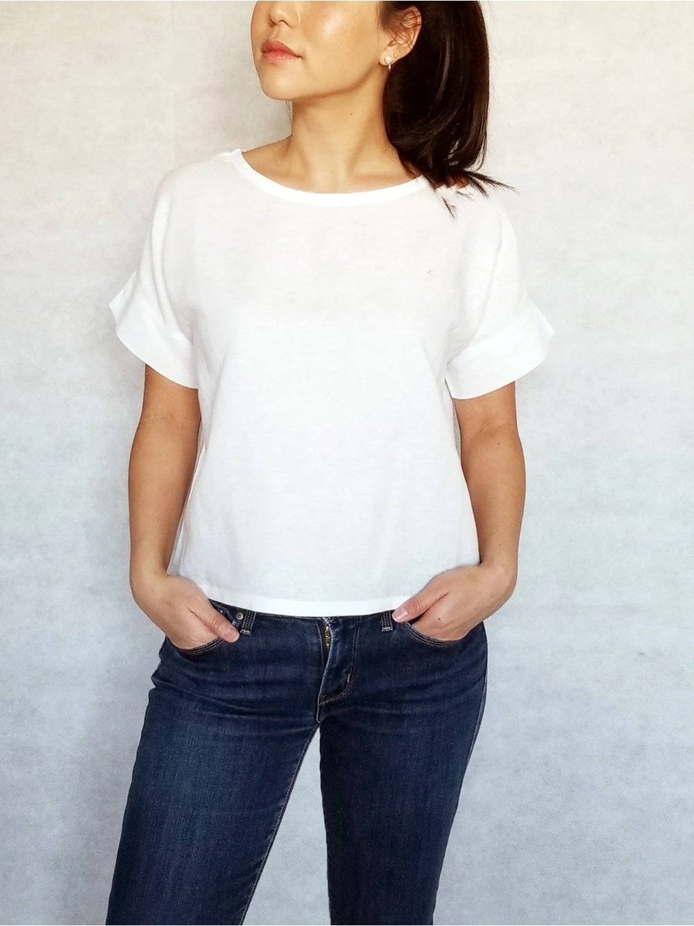 NWT 100% Linen Yuki Buttons NORI Boxy Top